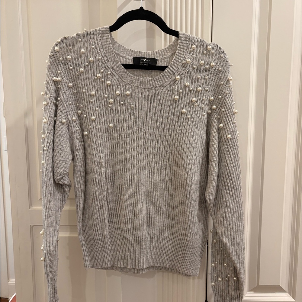 7 For All Mankind Light Gray Pearl Sweater